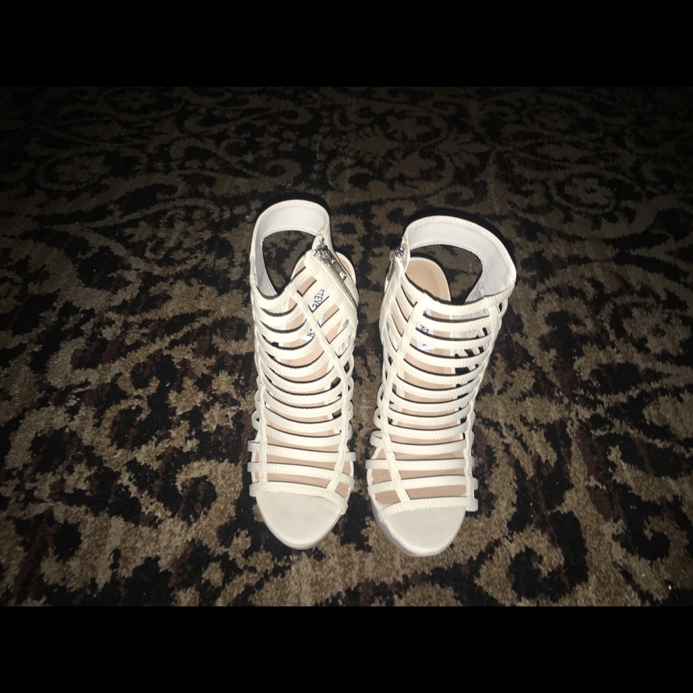 brand new steve madden nude wedge strappy heel